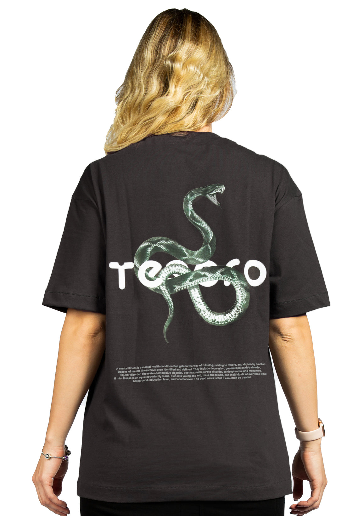 Snake Oversized printed D-Gray T-shirt FOR HER